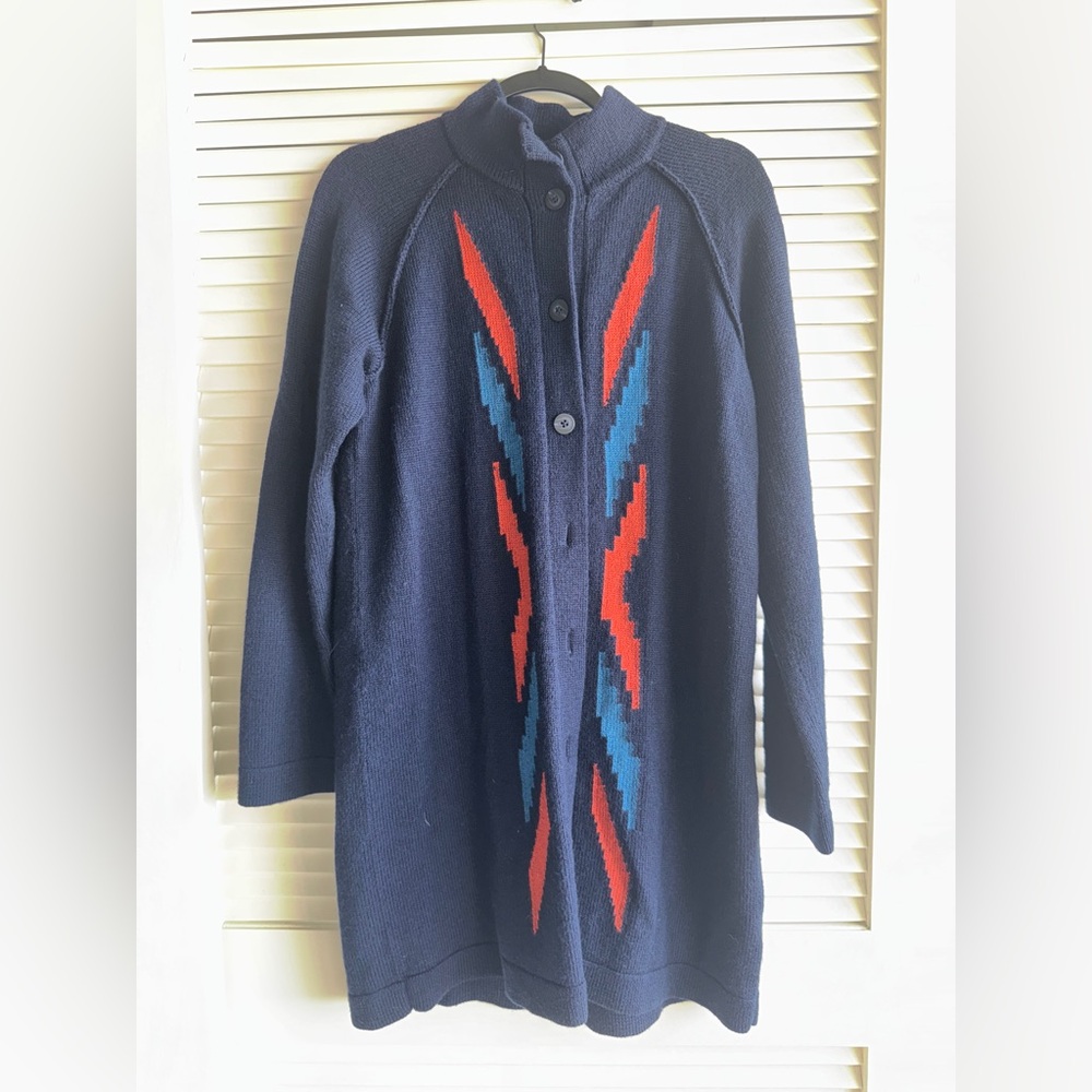 Pendleton Navy and Red Geometric Cardigan
